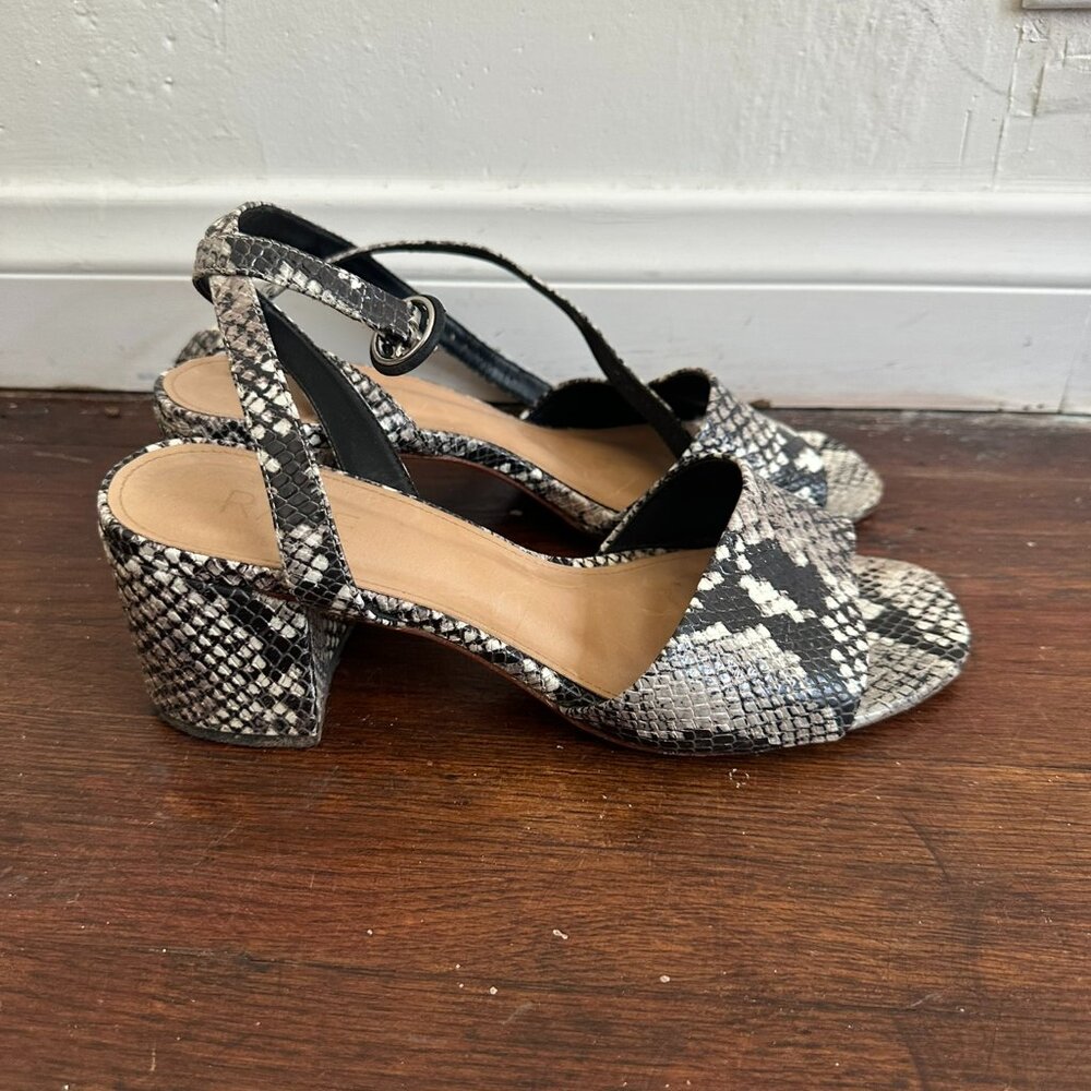 Raye x Revolve Black & Gray Snakeskin Nava Strappy Open-Toe High Heel Sandals
